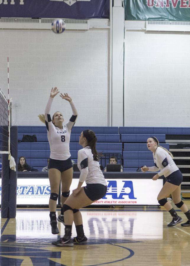 Spartans set up the front line for a kill last season. The Spartan’s veteran hitters are returning for a run at a UAA championship.