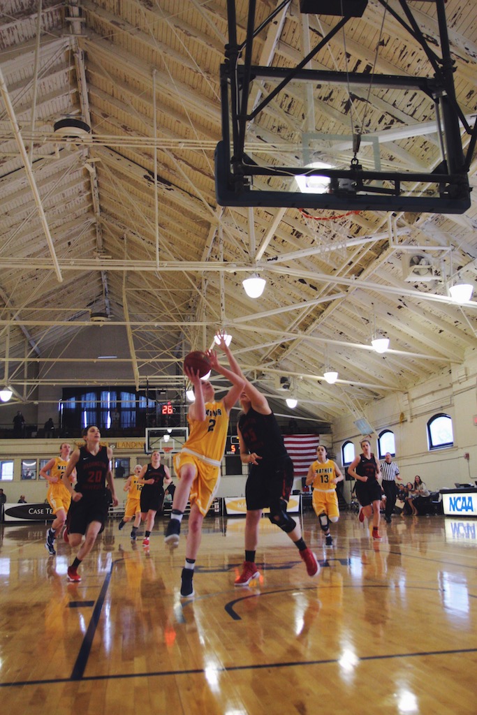 Kara Hageman goes up for a layup against Washington. She scored a program record 41 points against the Bears, but it was not enough as the Spartans lost 92-79.