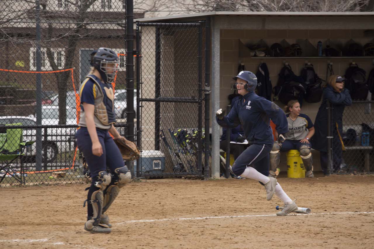 Third-year outfielder Katie Wede, who leads the team with 12 stolen bases, sprints home during a game earlier this season.