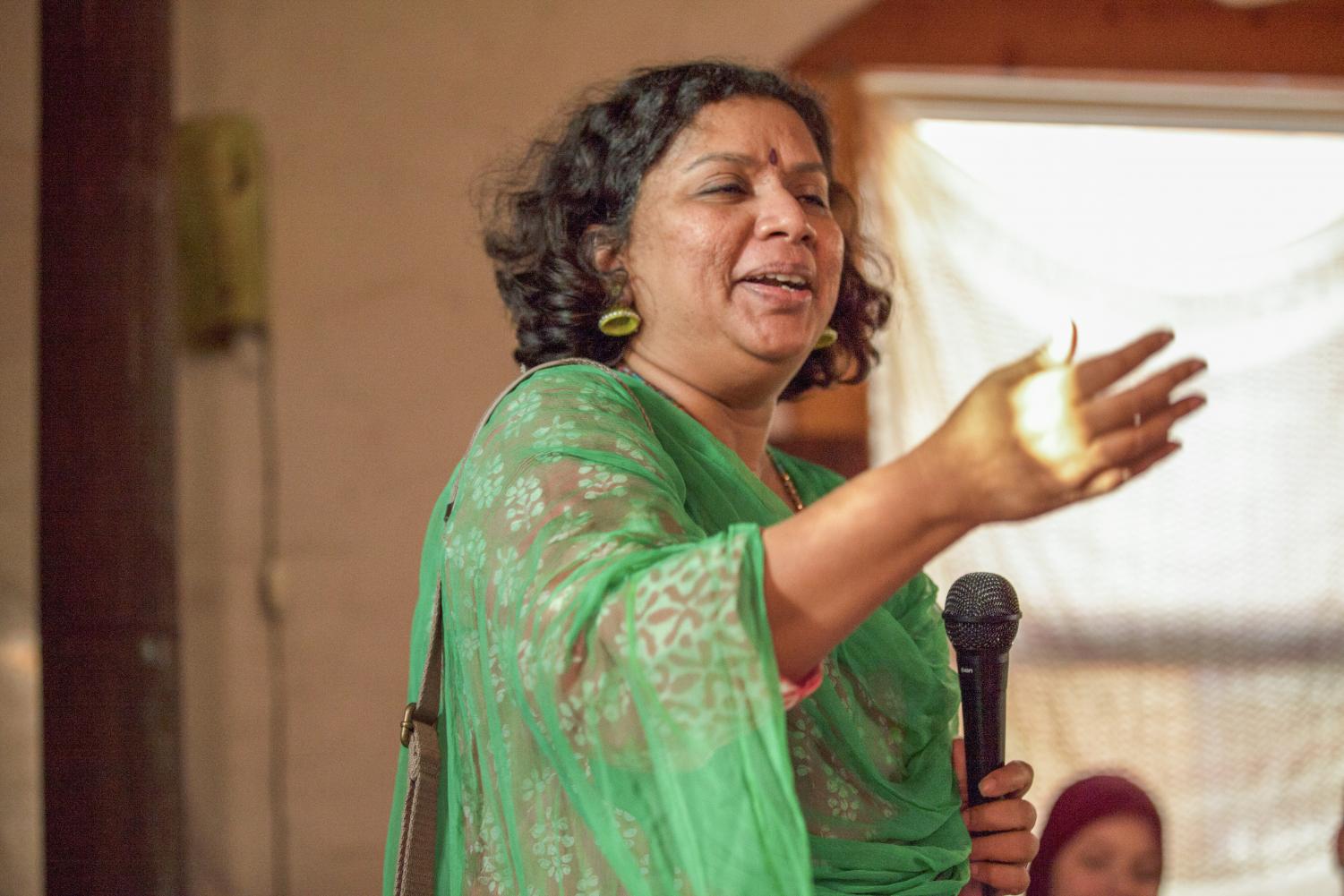 Rekha Srinivasan, an organic chemistry professor, shares her experiences about immigraiton for the Muslim Student Association (MSA)'s second annual Faces of Immigrants event.