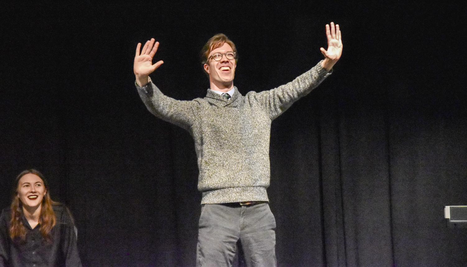 Third-year IMPROVment member Oliver Ruhl performing at