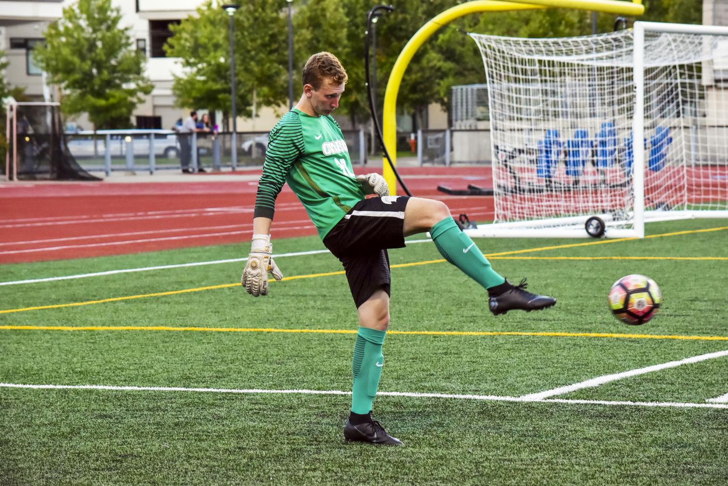 First-year goalkeeper Charlie Fink has been crucial to the Spartans' success this season. The 6'3