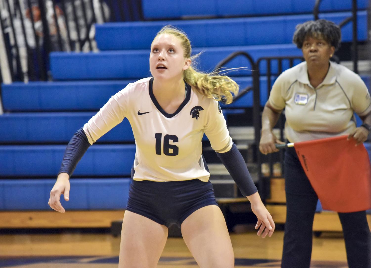 First-year outside hitter Lauren Carmon has filled the role of injured third-year outside hitter Brianna Lemon. Even though she didn't get much playing time early in the season, she has stepped up against tough competition.