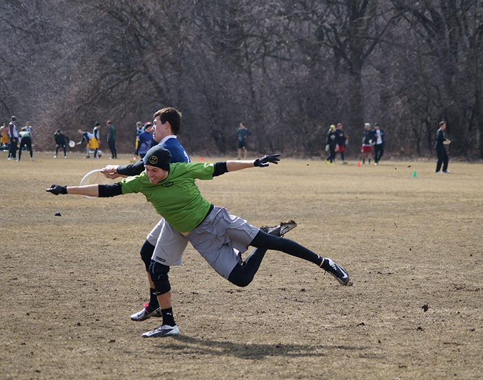 Junior Matt McGoogan makes a grab over a diving defender from Carnegie Mellon in the Fighting Gobies 13-9 loss in pool play.  Case would rebound to reel of five straight wins before losing in the championship match to Oregon State, 12-10.  