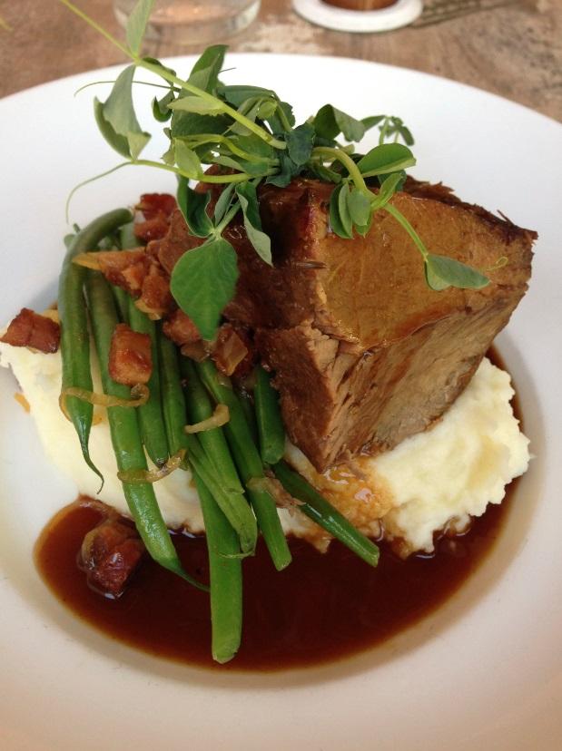Hodge's delicious braised beef atop pommes purée.