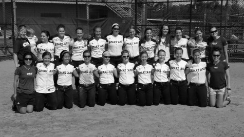 Last years Spartan softball team poses after a victory. The 2015 team kicks off their season this weekend in Memphis against Rhodes.
