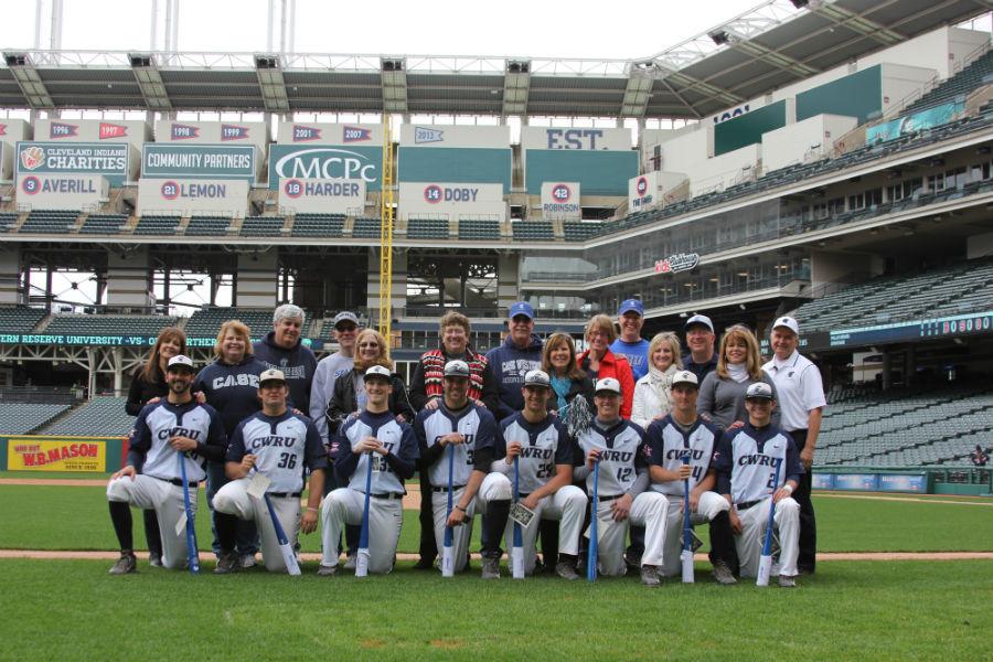 The+baseball+team+honored+their+graduating+seniors+prior+to+their+annual+game+at+Progressive+Field+game.+The+Spartans+won+3-2+over+Ohio+Northern.+