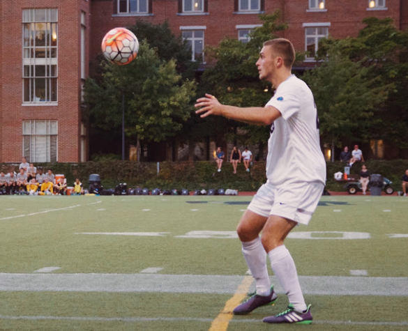 Third-year defender Jack Rademacher concentrates on receiving a pass. 
