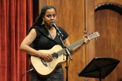 Suzan-Lori Parks, a Pulitzer Prize winner for drama, performing her song, “The Making of a Monster,