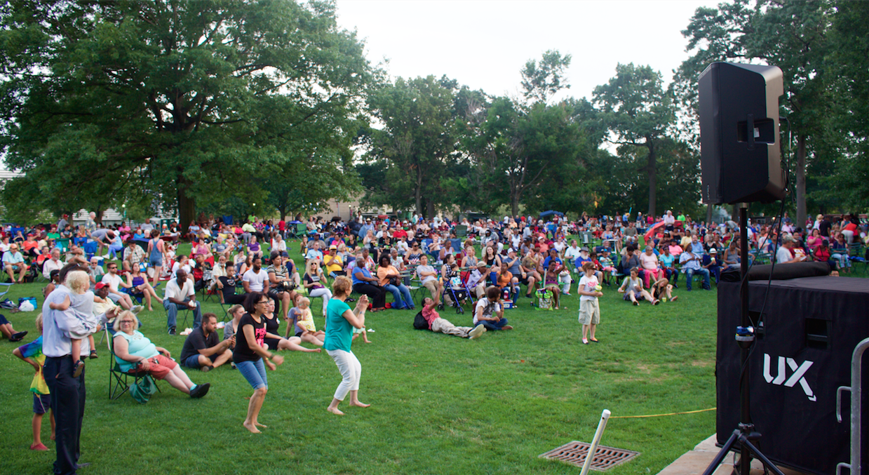 Attendees dance to Celtic rock at a Wade Oval Wednesday.
