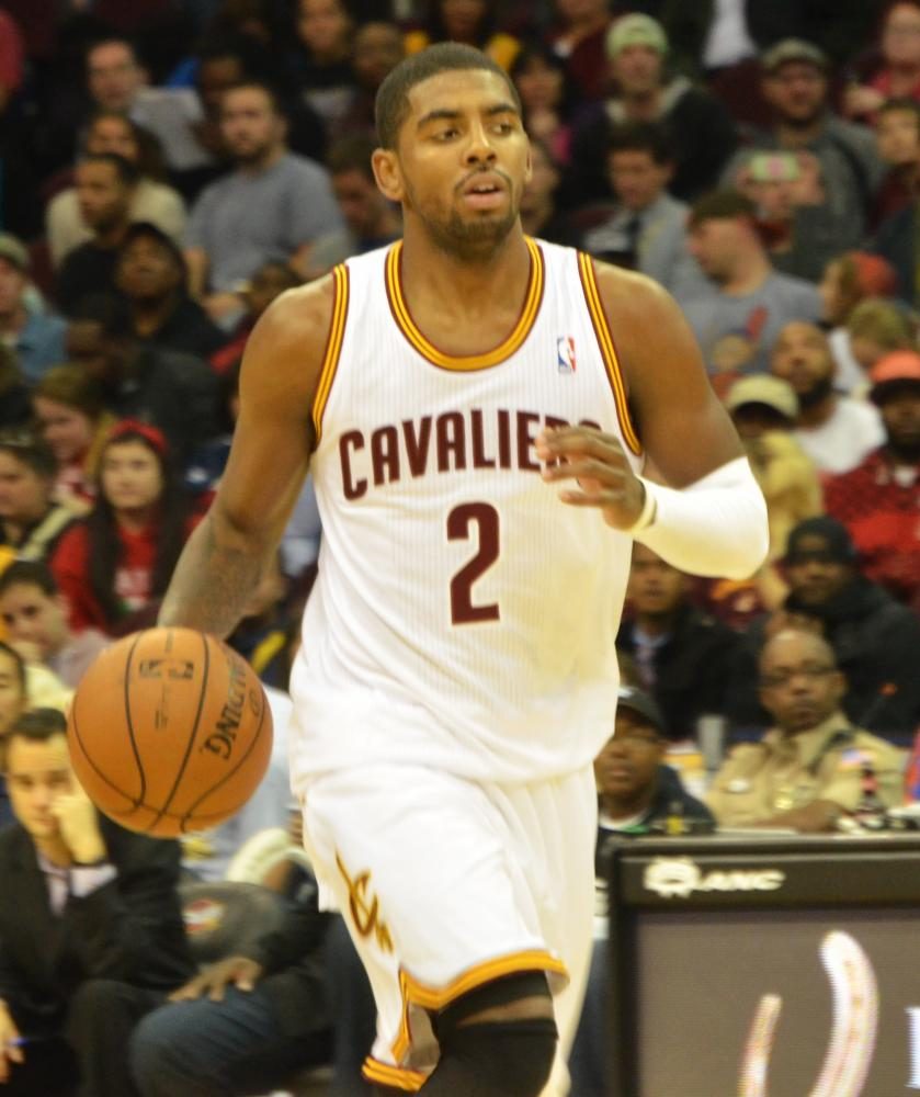 This may be one of the final published pictures of Kyrie Irving in a Cavaliers jersey, as the point guard was traded to the Boston Celtics over the summer.