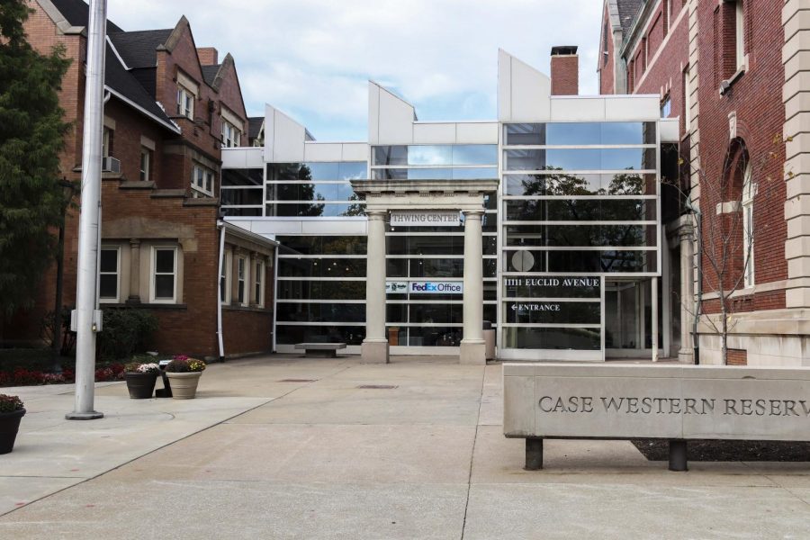 Thwing Center saw changes both inside and outside the building this past summer. The front entrance was closed and surrounded by construction equirpement at the beginning of this semester but has since opened. 