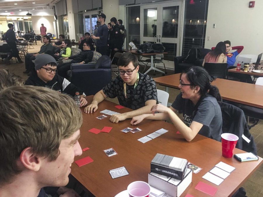 Taking a break from competing, students played a few card games to pass the time.