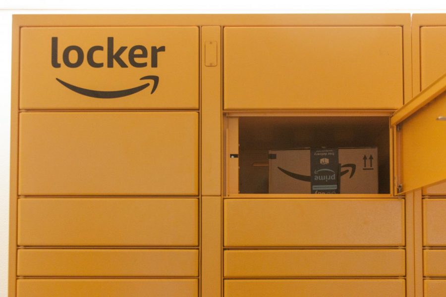The Amazon Lockers were installed this month to alleviate traffic in the North and South Residential Area Offices.