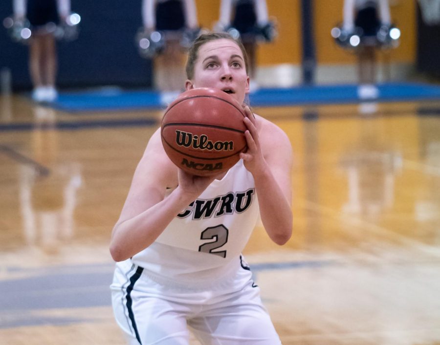 Graduate+student+Kara+Hageman+recorded+20+points+and+fourteen+rebounds%2C+hitting+the+1400+career+points+mark+when+the+womens+basketball+team+competed+against+University+of+Rochester.