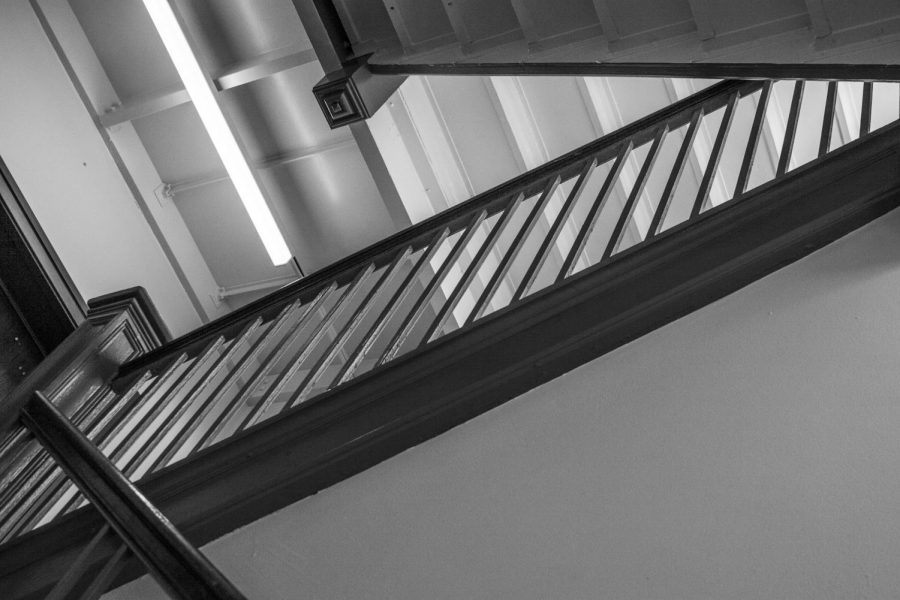 A staircase in Mather House. Its just one of many buildings at CWRU that lack accessibility options for disabled students.