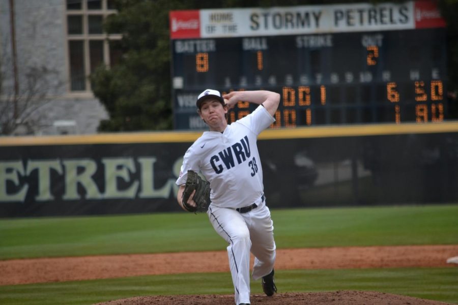 Third-year southpaw Scott Kutschke throws a pitch for the Spartan baseball team.