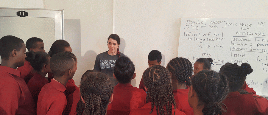 Blaire Vorbers, a 2012 alumna, teaches students in Ethiopia.