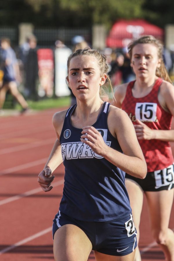 Second-year runner Olivia Battistoni competes in the 5,000-meter run at the Outdoor All-Ohio Championships.
