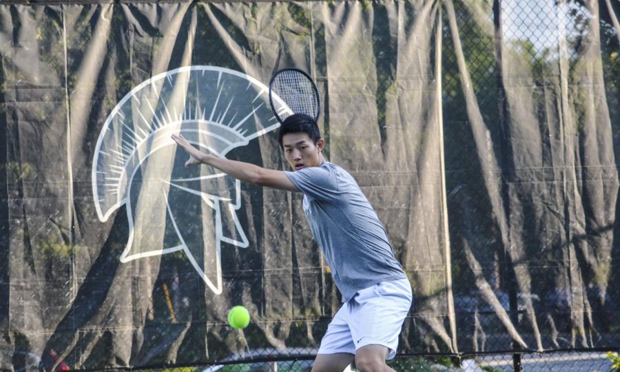 Second-year Spartan Matthew Chen maintains focus while competing at Carlton Courts.