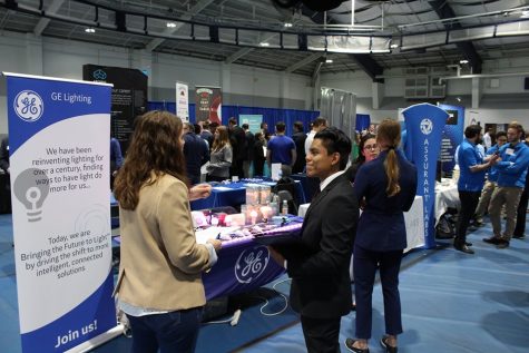 Students utilized the opportunity to talk to potential employers at the annual career fair.