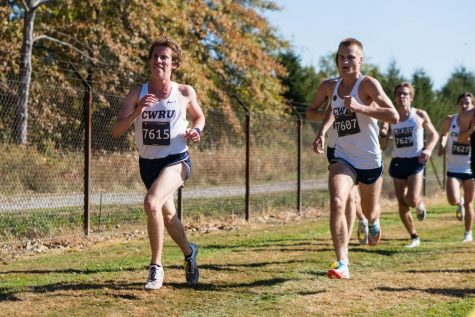 David Hall (left) and Jack Begley (right) power through their race. 