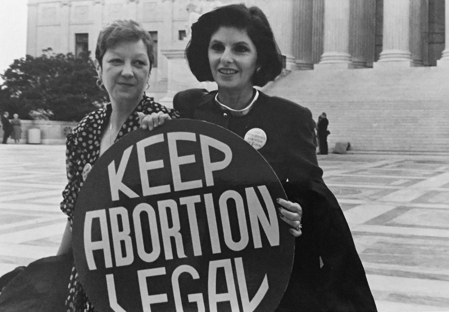 Jane Roe and her lawyer outside of the Supreme Court.