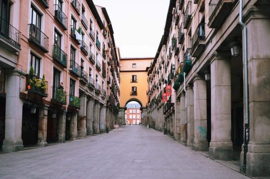 The desolate Plaza Mayor was once bustling with life. 