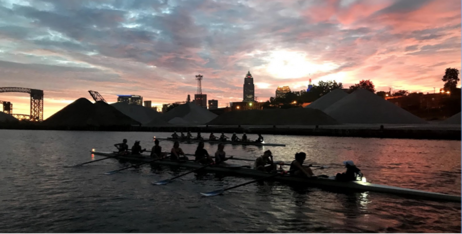 With practices starting early in the mornings at 5:30 a.m., the crew team gets to enjoy the beautiful sunrises and sites of Cleveland. 