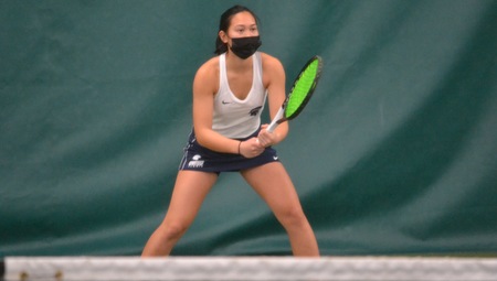 In the first singles match of her CWRU tennis career, Chloe Ku defeated Hannah Keidan 8-1. 