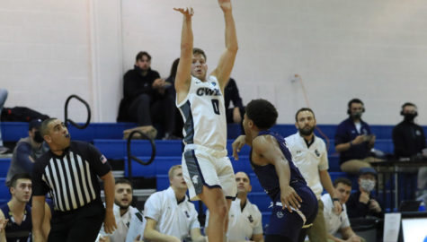 Graduate guard Mitch Prendergast (pictured) led all players to a victory against WashU, scoring a total of 18 points with 4 rebounds, 3 assists and 2 steals.