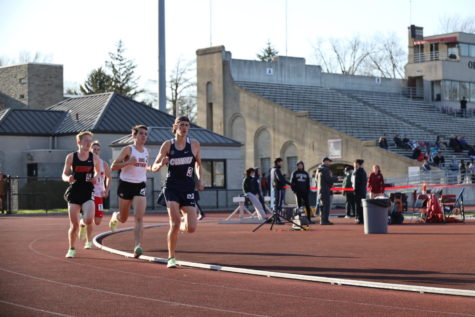 Fourth-year Chris Heermann (#3) runs in the 5,000-meter race at the All-Ohio Championships this past weekend.