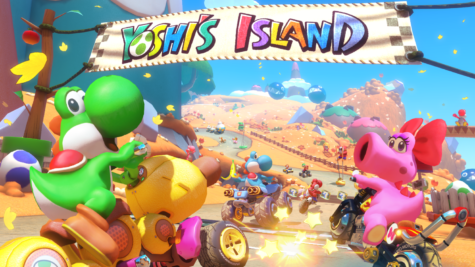 The fourth wave of the Booster Course Pass introduces Birdo (right), a character with nine customizable colors, and Yoshis Island, a brand new track created exclusively for this game.