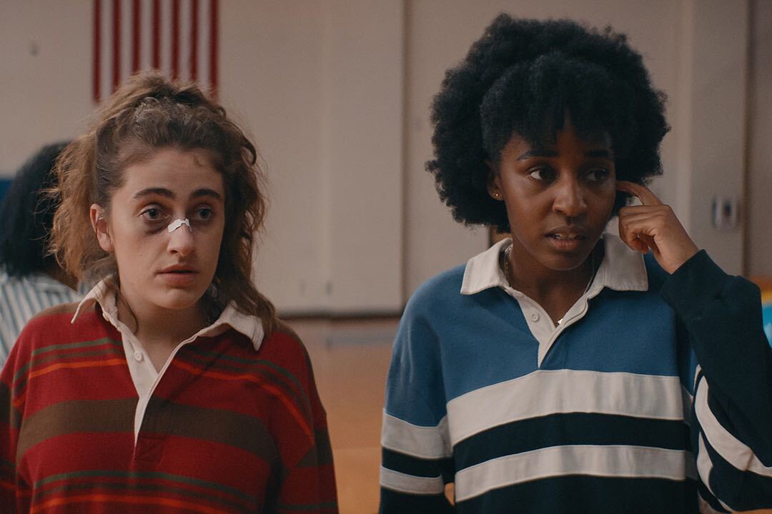 Bottoms (2023) is a rambunctious high school comedy starring Rachel Sennott (left) and Ayo Edebiri (right) as the ringleaders of an all-female fight club. 