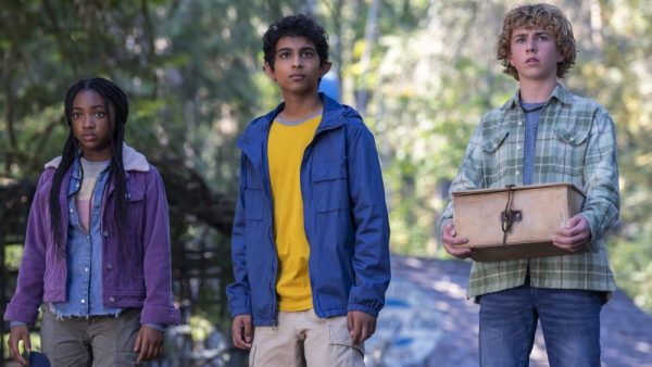 The performance of the main trio in Percy Jackson and the Olympians is underwhelming, with monotone dialogue and a lack of charisma. From left to right: Annabeth Chase (Leah Sava Jeffries), Grover Underwood (Aryan Simhadri) and Percy Jackson (Walker Scobell).