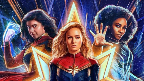 The Marvels, featuring Captain Marvel (middle), Ms. Marvel (left) and Captain Monica Rambeau (right), relies heavily on humorous cinematic effects which ultimately lead the film to fall flat—a common theme within the recent releases of MCU Phase 5.