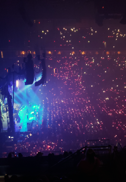 Thousands of Fall Out Boy fans light up Schottenstein Center during a soft cover of Queens Dont Stop Me Now for an intimate moment during the otherwise energetic rock concert.