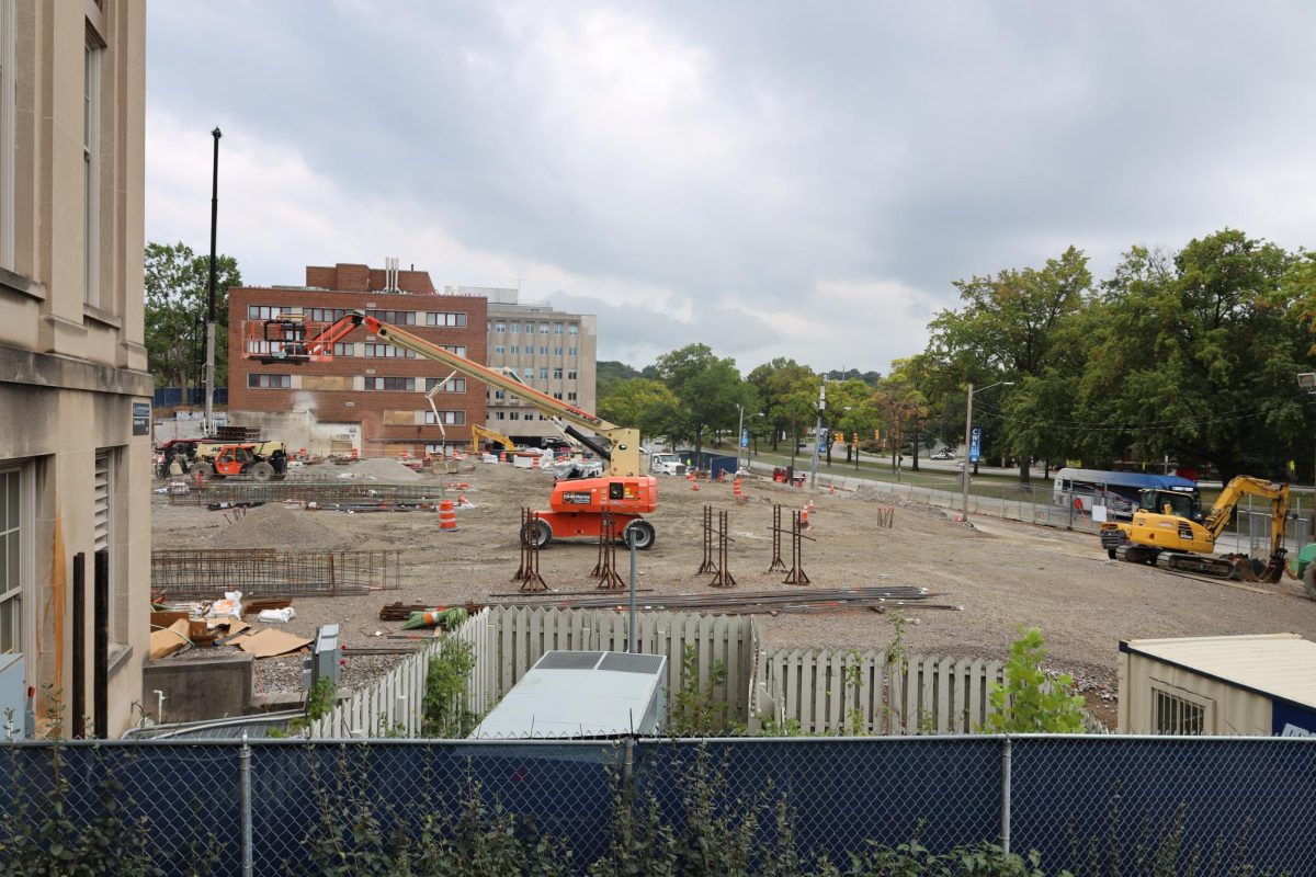 Construction continues on Case Quad after Yost Hall's demolition. Located between the Wickenden Building and Tomlinson Hall, this area will house the Interdisciplinary Science and Engineering Building. 