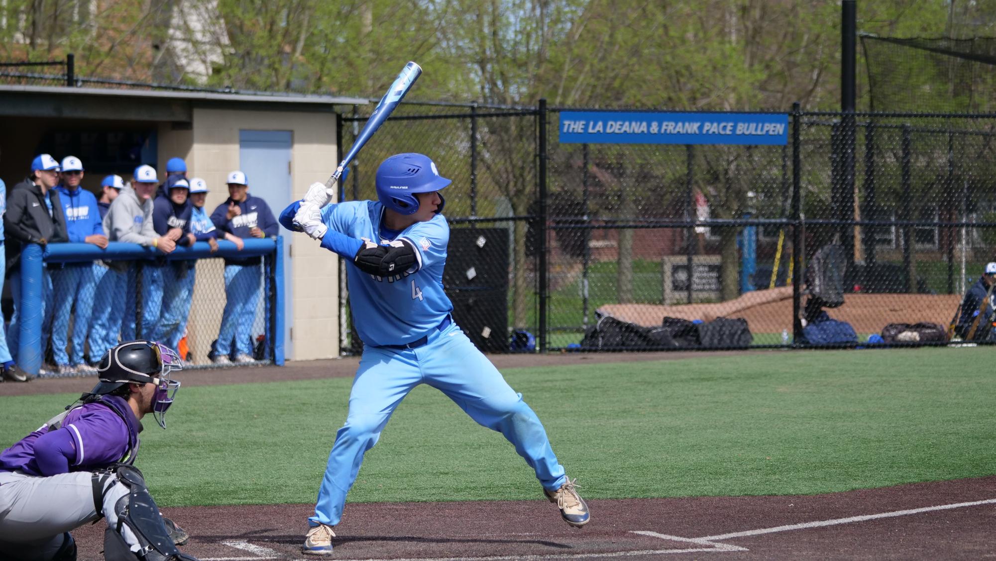 Second-year Nate Arterburn steps up to the plate during the Spartans’ weekend matchup against NYU. On Sunday, the team honored five graduating seniors as part of their senior night celebration.