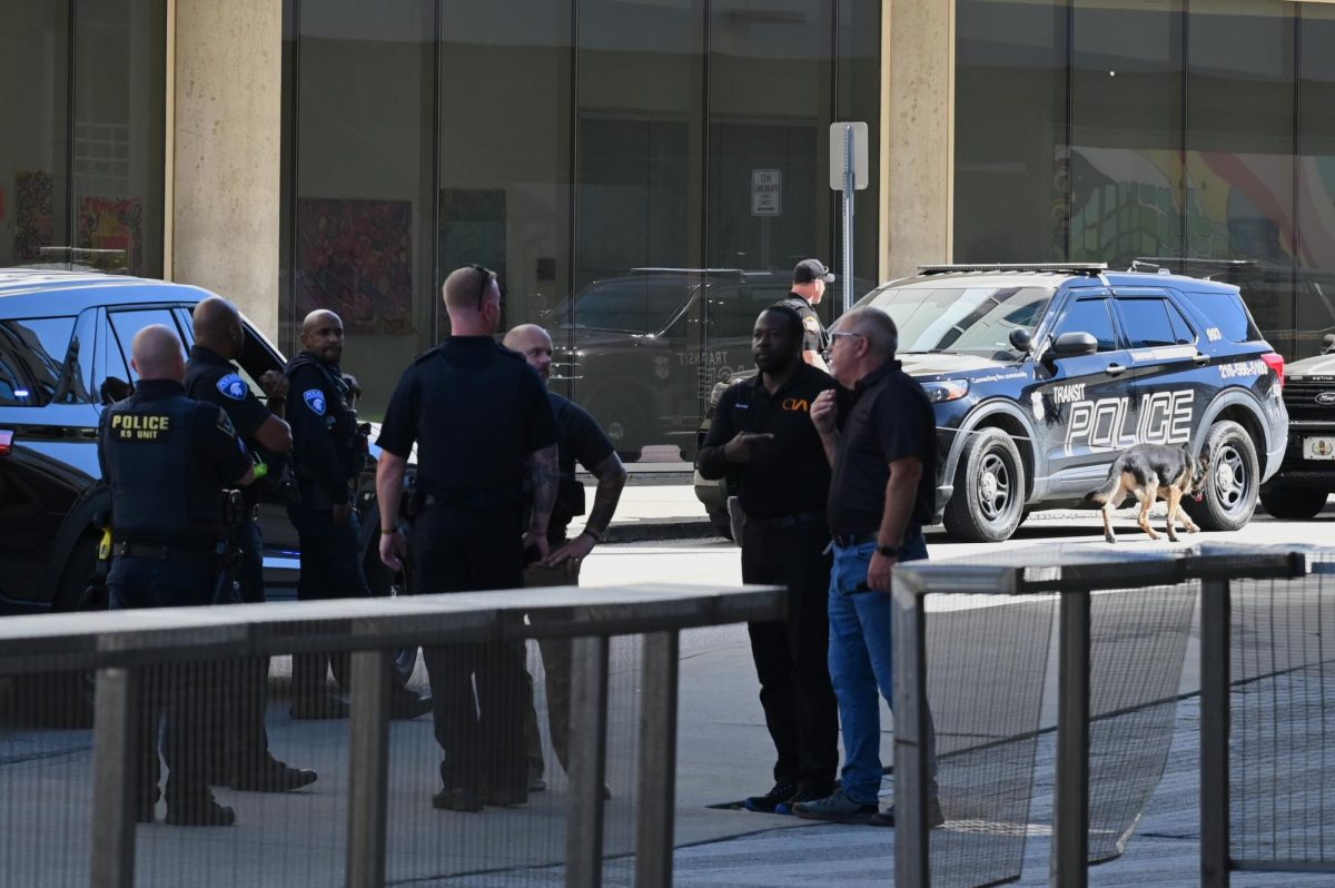 Police officers patrol Euclid Ave due to a bomb threat at the Cleveland Institute of Art, Tuesday, Oct. 1, 2025.