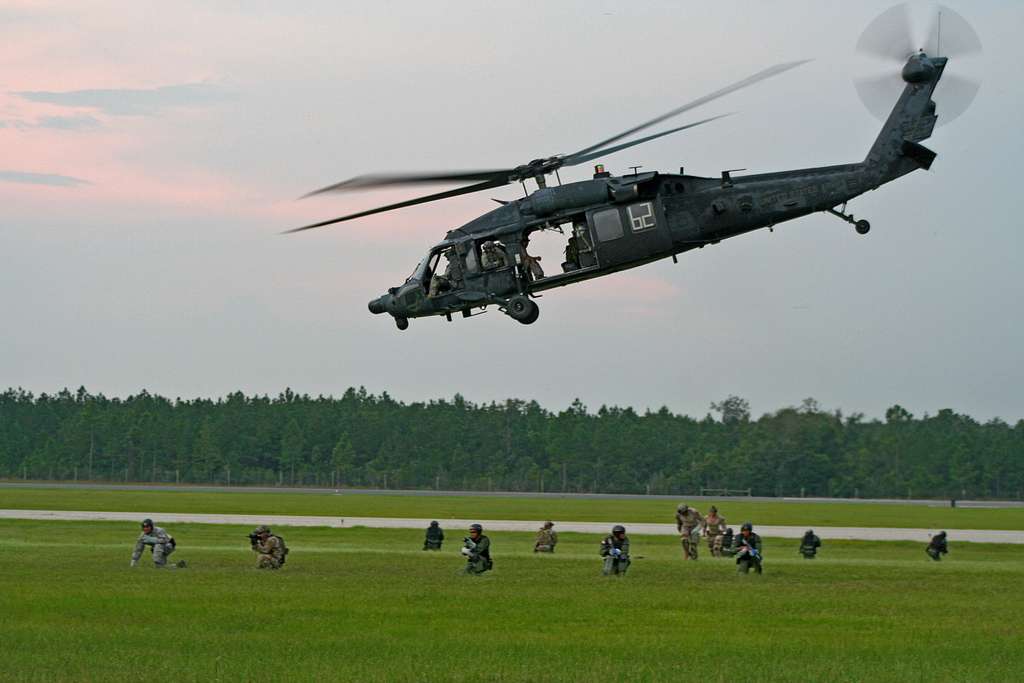 A US Army helicopter takes off during a training exercise in Panama.